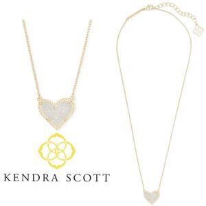 NWOT Kendra Scott Ari Heart Iridescent Drusy Gold Pendant Necklace